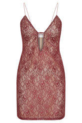 Juliet Lace Mini Dress - Wine